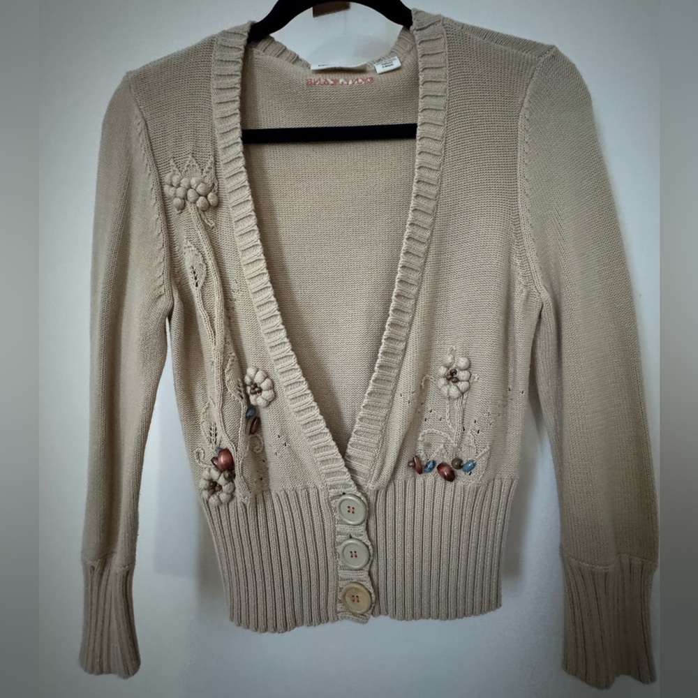 Dkny jeans tan beaded sweater